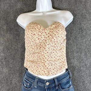 Vintage Silence + Noise Floral Cream Corset Top